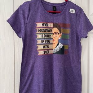 RBG books Softstyle Heather Purple Tee